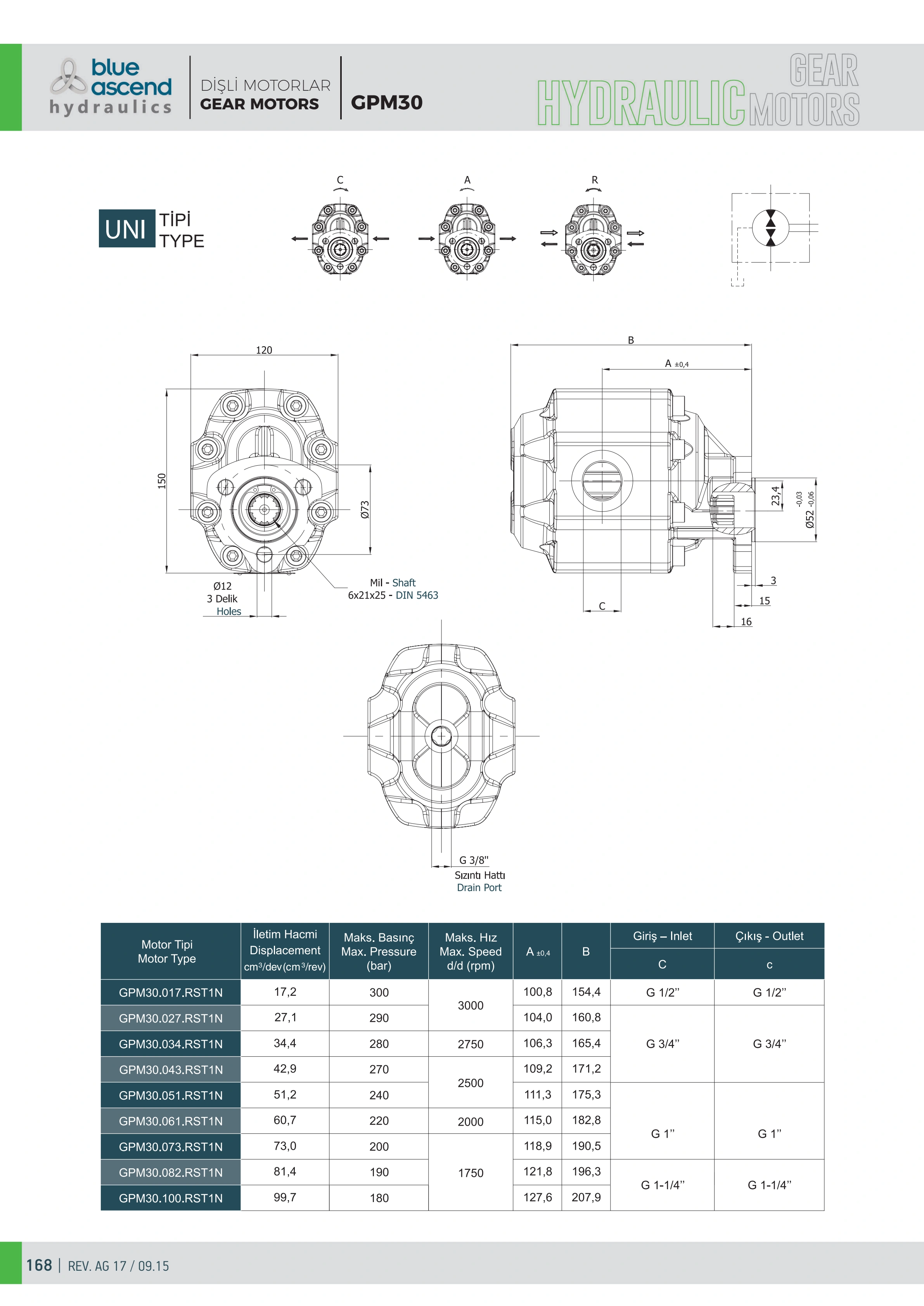 Исходный технический лист для GPM30.073.RST1N — строка исполнения и чертёж