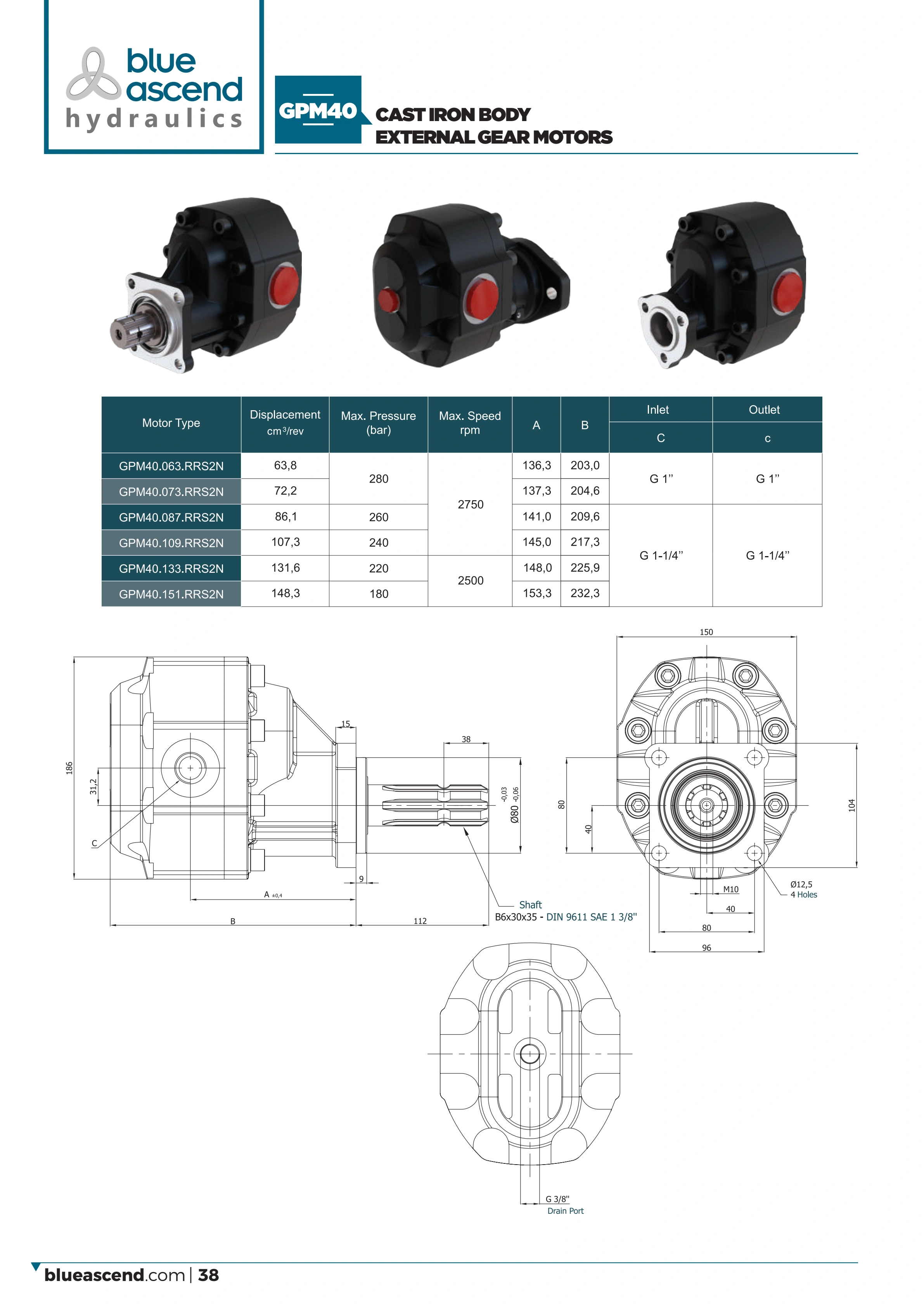 Исходный технический лист для GPM40.151.RRS2N — строка исполнения и чертёж