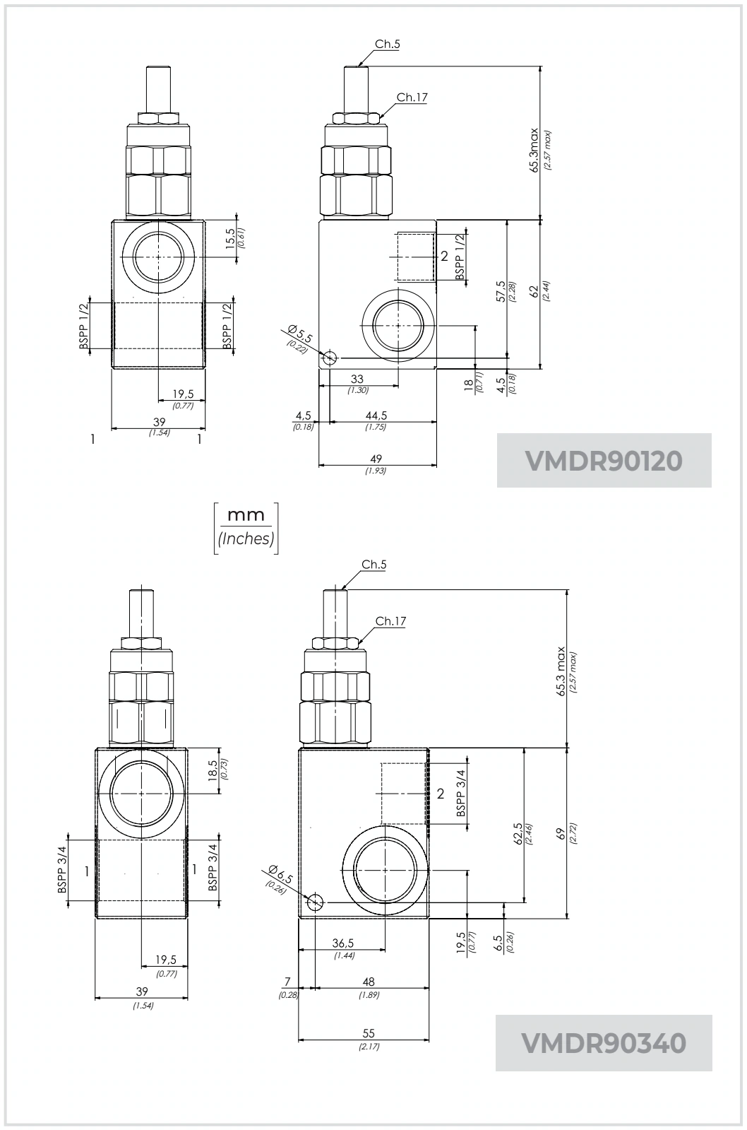 Габариты и присоединительные размеры VMDR90 — Oleoweb CAT24EI00.02 — PDF, с. 85; печатная с. 60.
