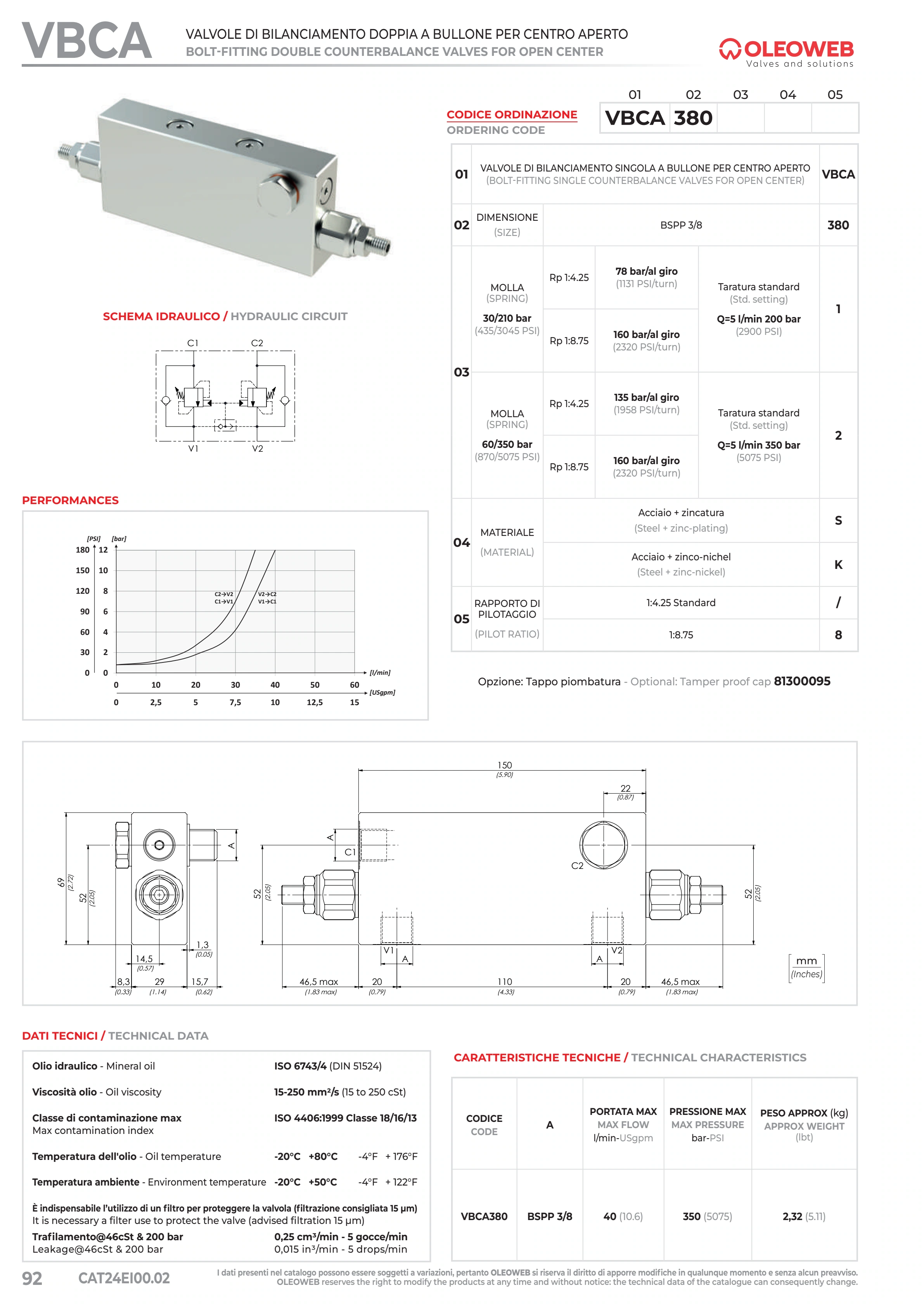 Полный технический лист VBCA — Oleoweb CAT24EI00.02 — PDF, с. 117; печатная с. 92.