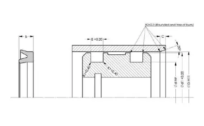 A802 — поршневое уплотнение / манжета ALP, схема профиля и посадочные размеры