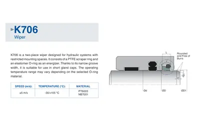 K706 — грязесъёмник / пыльник Kastas, схема профиля и посадочные размеры