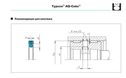 ТУРКОН AQ СИЙЛ AQ — поршневое уплотнение / манжета Trelleborg, схема профиля и посадочные размеры