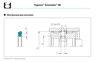 ТУРКОН СТЕПСИЙЛ 2К* PSK — поршневое уплотнение / манжета Trelleborg, схема профиля и посадочные размеры