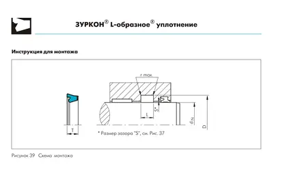 ЗУРКОН L ОБРАЗНОЕ RLM — штоковое уплотнение / манжета Trelleborg, схема профиля и посадочные размеры